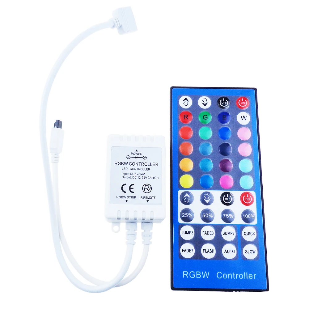 

DC12 - 24V 2A*4 Channel 40Key RGBW Led Controller Dimmer IR Remote Control For 5050 3528 RGB RGBW Led Flexible Strip Lamp