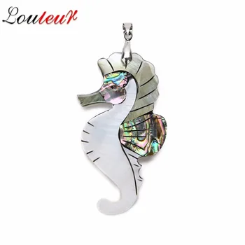 

Louleur New Seahorse Shell Pendant For DIY Jewelry Making Mix Abalone Shell Pendant with Freshwater Shell & Brass for Necklace