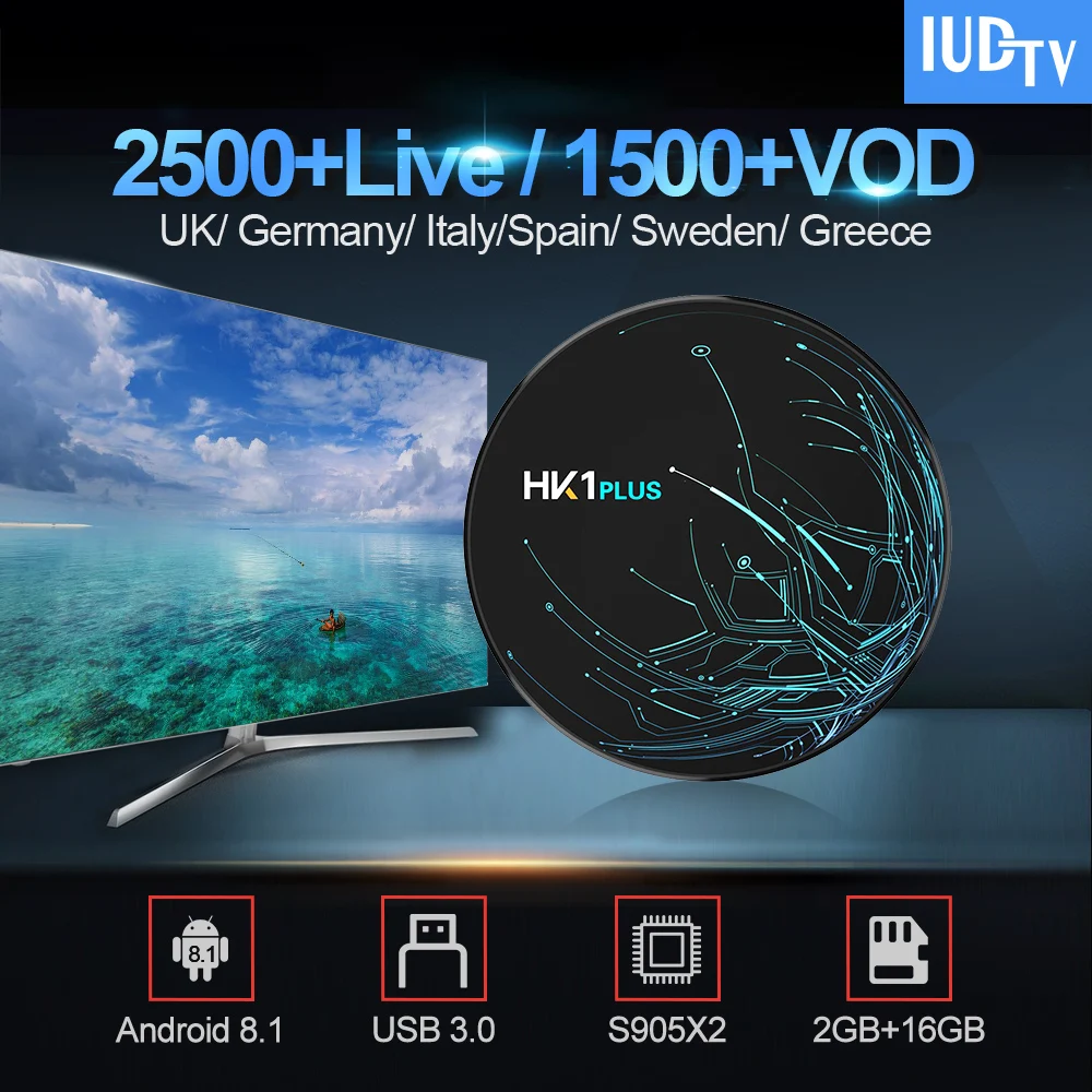 

Sweden/Spain/Italy IPTV Box IUDTV Code HK1 Plus Android 8.1 Tv Box 2G 16G UK Germany Greeck India Italia IP TV Subscription
