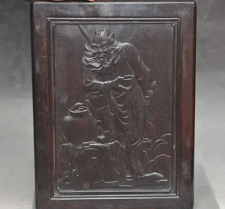 

old China Rosewood Hand carving ZhongKui Exorcism god statue Wall hanging Tangka