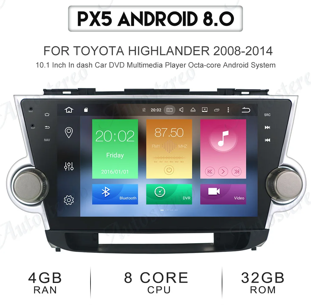 Flash Deal Auto stereo Android 8 Car No DVD player GPS Navigation For Toyota HIGHLANDER 2008-2014 multimedia radio tape recorder head unit 2