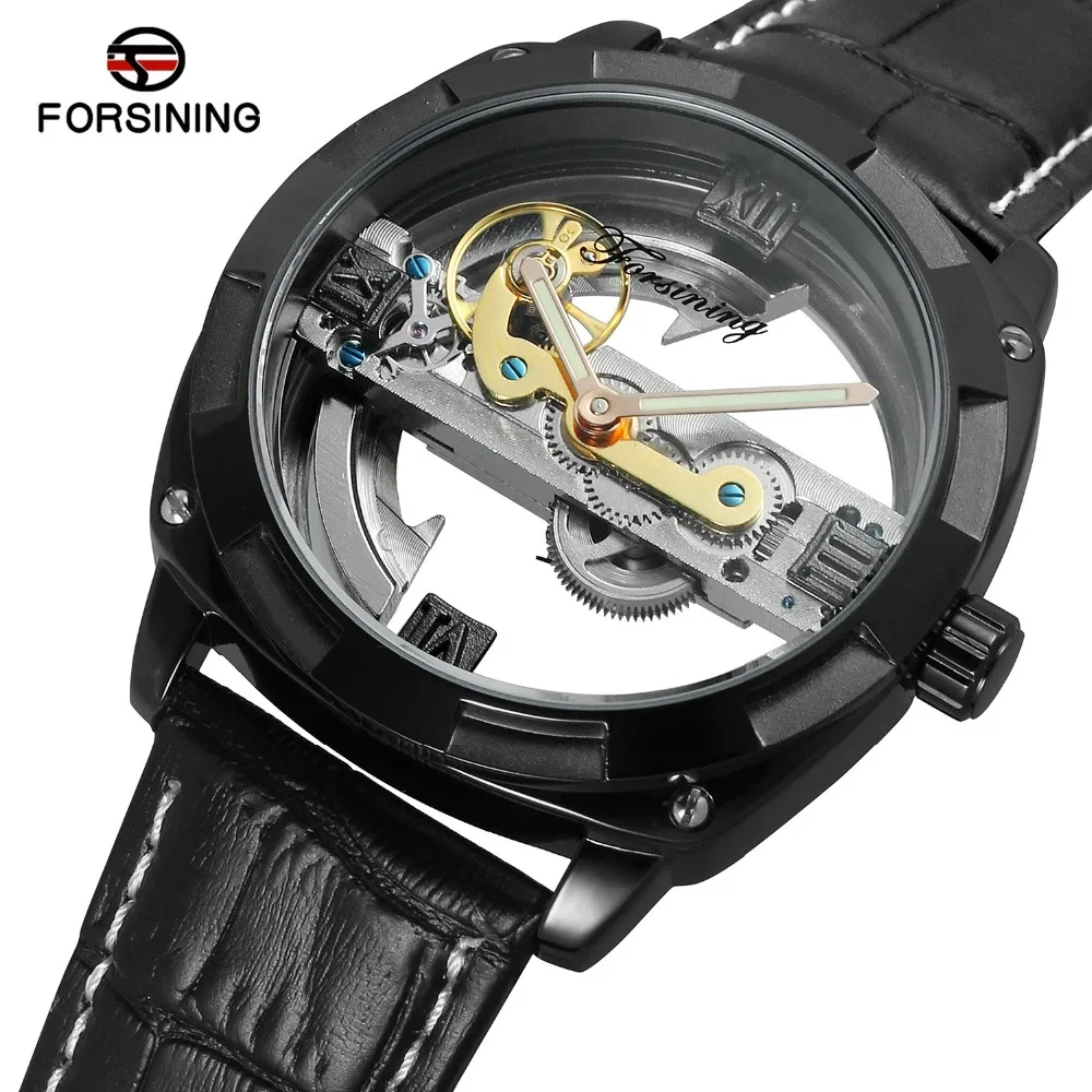 

Forsining Tourbillon Automatic Mechanical Watch Men Transparent Skeleton Wristwatch Male Fashion Sport Business Watch with Box