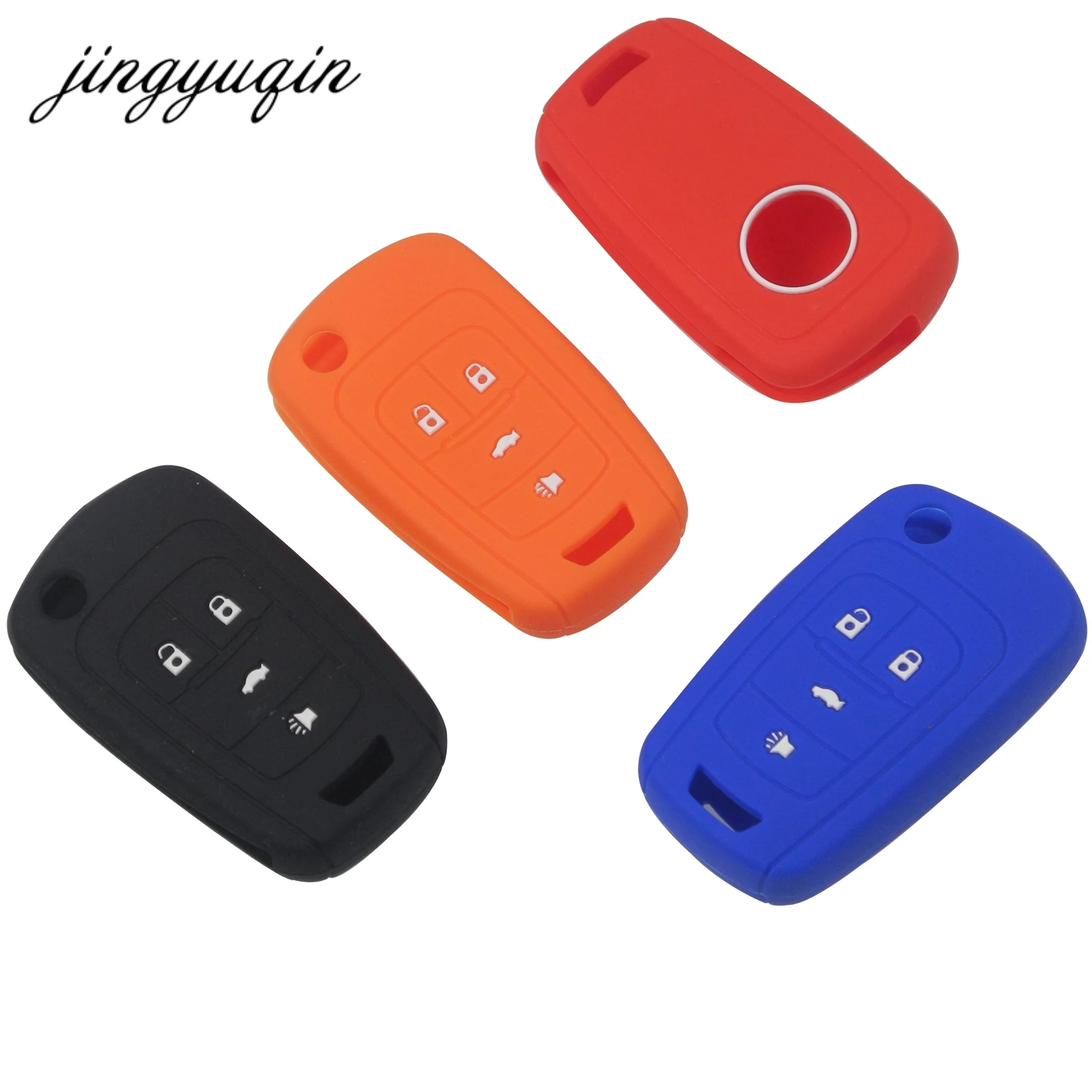 jingyuqin 4BTN Silicone Key Case for VAUXHALL OPEL Insignia Astra J Zafira C Mokka for Buick Chevrolet Car Key Fob Cover Housing auto vehicles white led number license plate light lamps for opel insignia sports tourer mokka for buick for cadillac for gmc