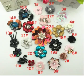 

Flower Sequins Bead Brooch Patches Applique Vintage Embroidered Fabric Sew On Patch Fashion Clothing Decoration DHL Free