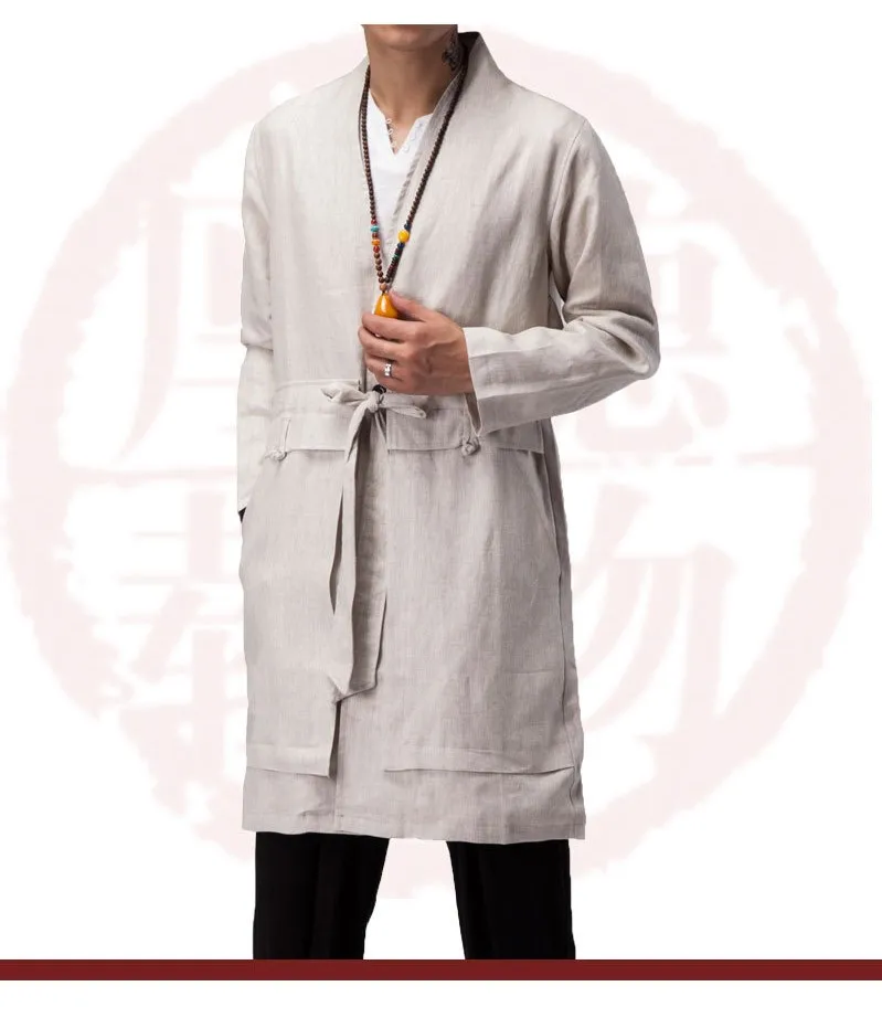 Новое поступление, Мужское пальто, длинное кимоно, куртка, высокое качество, китайский стиль, мужской льняной кардиган, Мужская ветровка, пальто