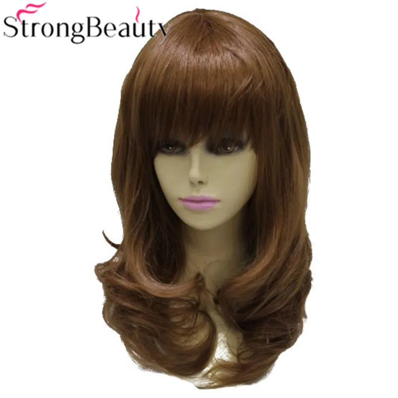 Сильная красота синтетические кудрявые длинные средние золотисто-каштановые парики термостойкие женские парик из натуральных волос