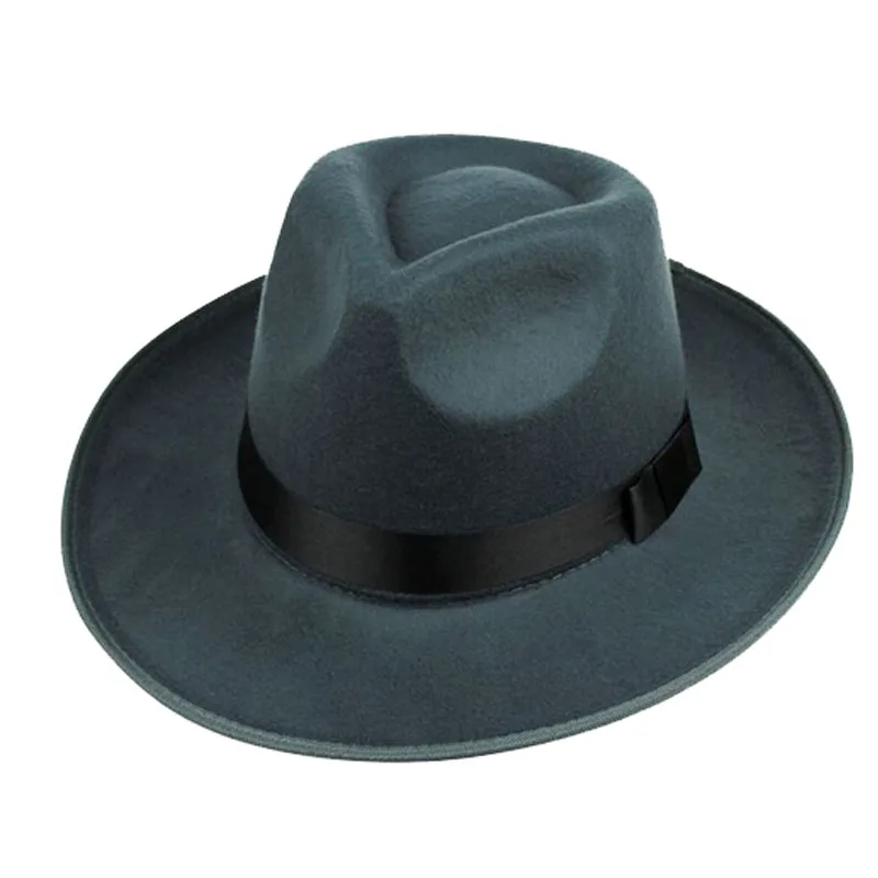 FS Unisex Black Gray Brown Wool Hats Fedora Men Trilby Wide Brim Felt Hat For Women Jazz Cap Panama Autumn Winter Gentleman Hat - Image 4