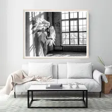 Черно-белые оконные принты ангела плакаты скандинавские фотографии художественная живопись на холсте Современные настенные картины для декора гостиной