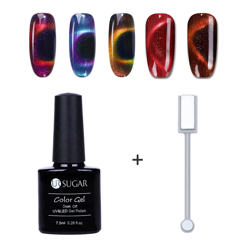 

UR SUGAR 2Pcs/Set 7.5ml 3D Chameleon Cat 3D Eye Magnetic Gel Magic Stick Soak Off UV Gel Polish Manicure Nail Art Lacquer