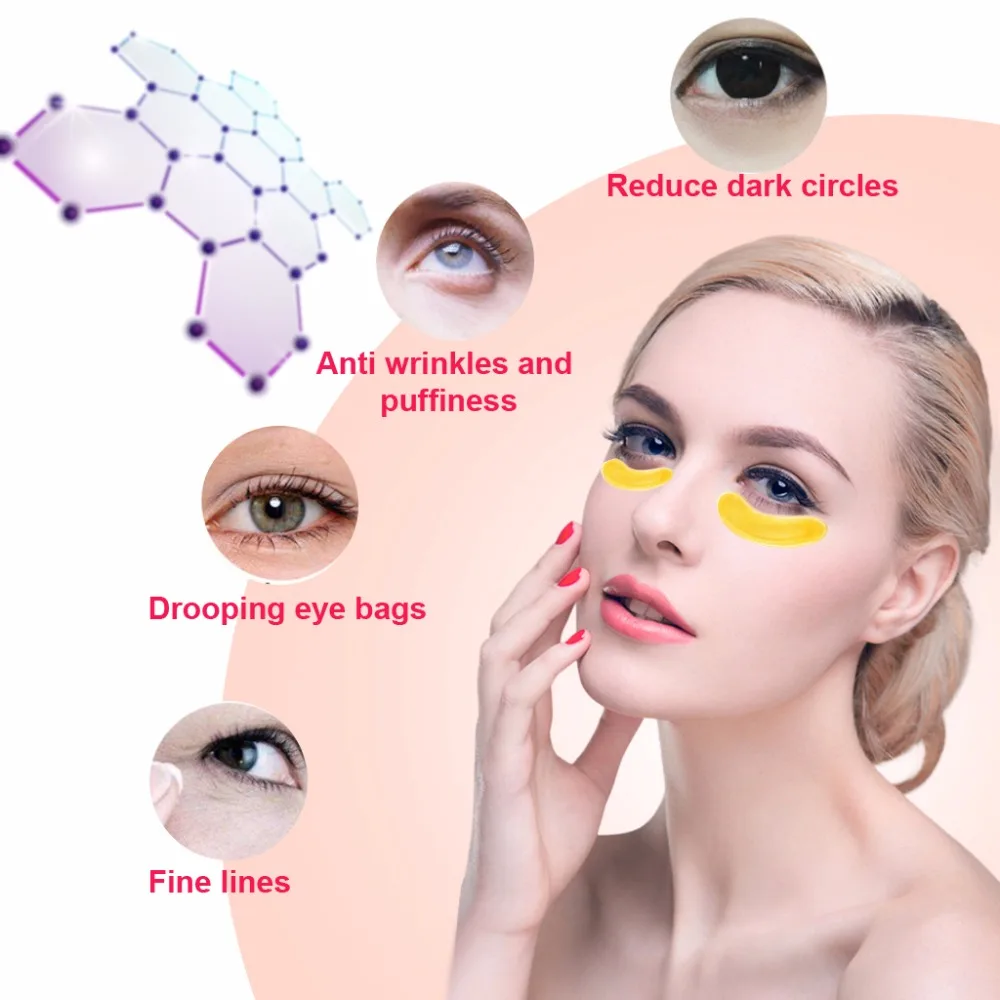 Eye Mask Anti Aging Whitening Crystal 24K Gold Powder Gel Anti Dark Circles and Puffiness Wrinkle Collagen Pads Sheet Patch  (6)