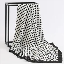 Женский шелковый шарф квадратный дамские шали и обертывания мягкий горошек офисный маленький волос шеи хиджабы платок шейный платок 90*90 см