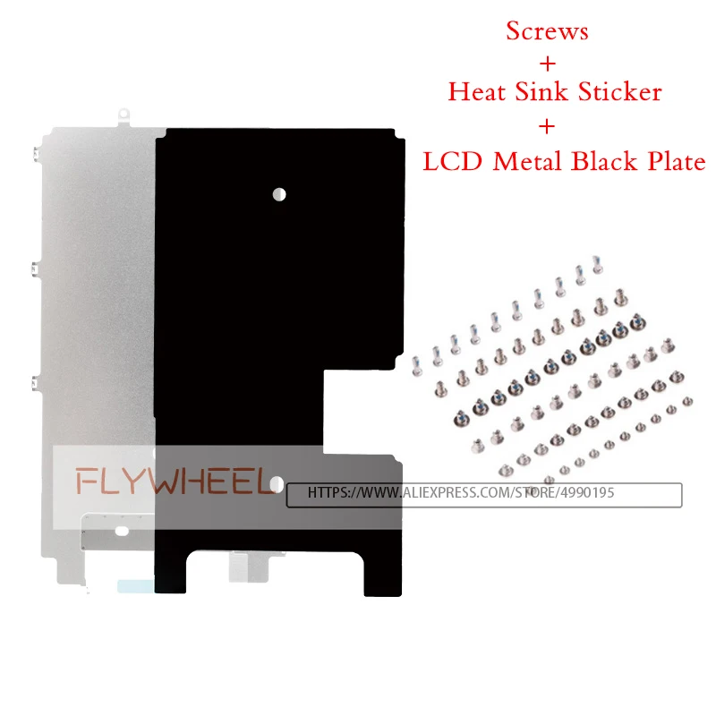 

10set LCD Display Metal Back Plate Cover Bracket Parts+Heat Sink Sticker And Full Set Screws For iPhone 5 5S 5C 6 6S 7 8 Plus