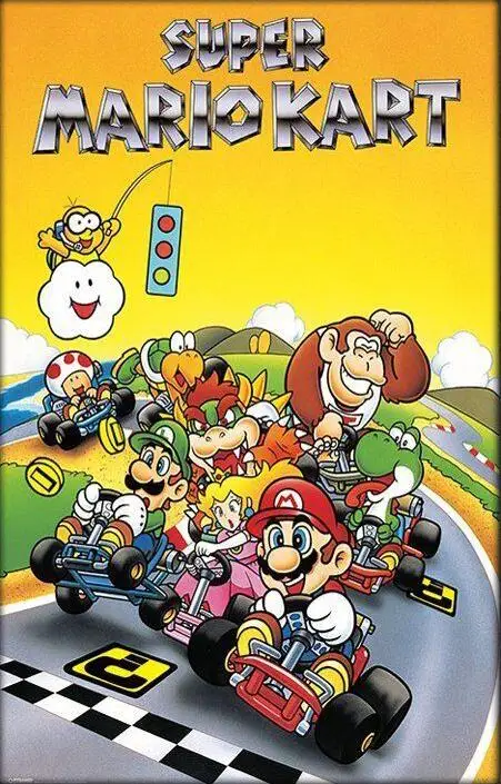 SUPER MARIO KART Видео игра Шелковый постер декоративная стена картина 24x36 дюймов | Дом и
