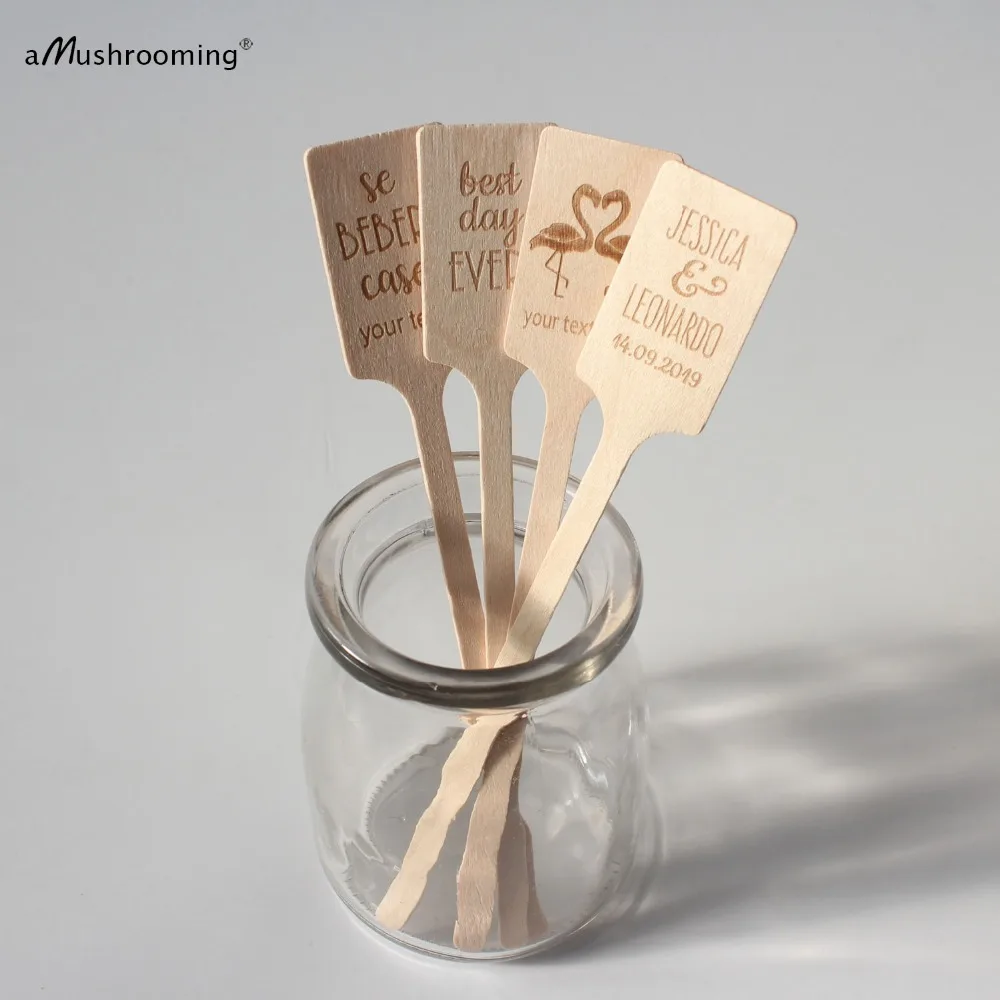 x100 Personalized Bar Drink Stirrers Mason Jar Decor Stir Sticks Wedding Birthday Party Beverage Swizzle Sticks Bridal Shower