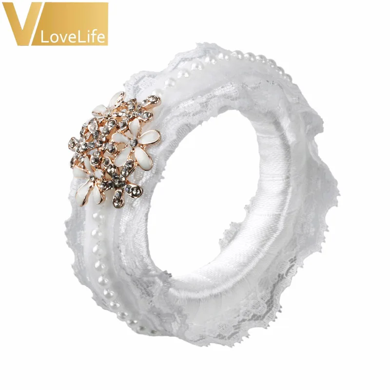 Кольцо для свадебных салфеток с кружевом искусственные цветы для украшения стола кольца для держатель салфетки Свадебный Рождественский ужин поставки 08