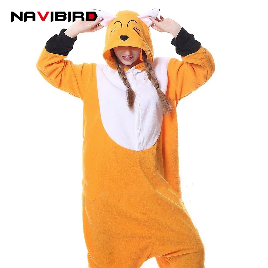 Для женщин мужчин лиса Sleepsuit Kugurumi Onsie для взрослых пижамы Зима животных Onesie