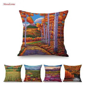 

Van Gogh Oil Painting Style Rural Outdoor Nature Landscape Colorful Autumn Art Home Decor Sofa Throw Pillow Case Cushion Cover