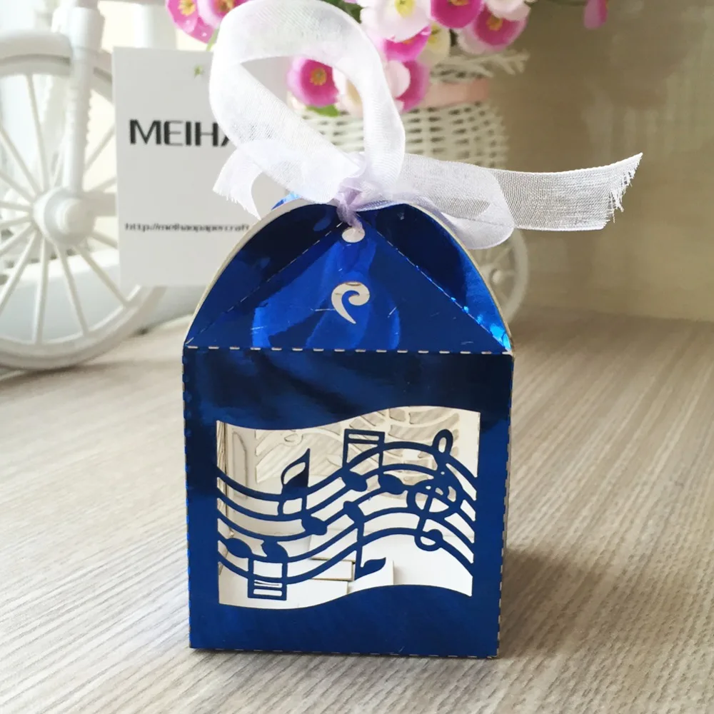 

100Pcs Laser Cut Music Pattern Theme mini size Candy Box Birthday Party Supplies Wedding Decorations Favors paper box Bag Gift