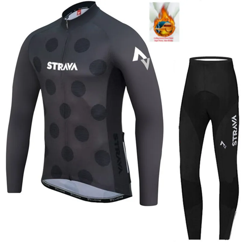 STRAVA Зимняя Термальная флисовая велосипедная Джерси Ropa Ciclismo Mtb с длинным рукавом велосипедная Одежда для велоспорта - Цвет: 2