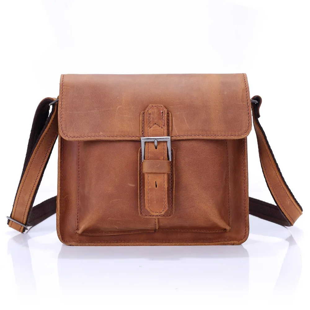 

Retro Crazy Horse Skin Small Shoulder Bag First Leather Messenger Bag Jan 25