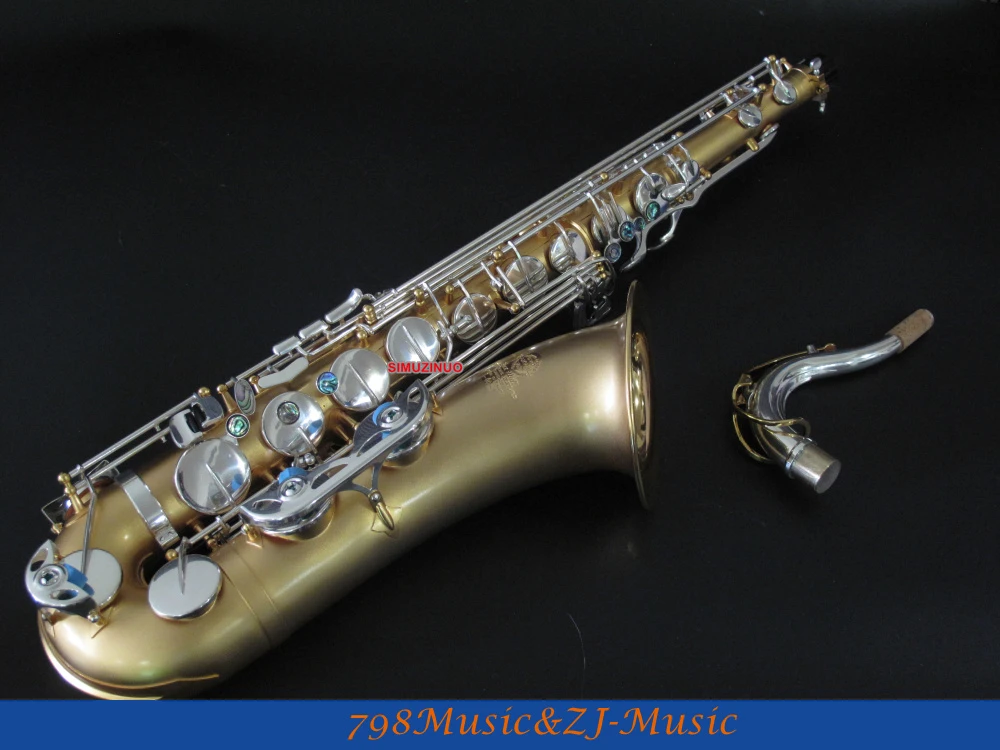 Professional New Satin Gold And Silver Plated Keys Tenor Sax High F Saxophone With Case