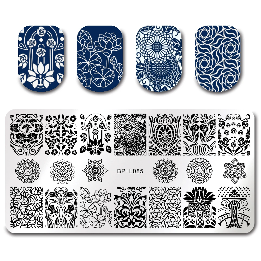 

BORN PRETTY Rose Lotus Nail Art Stamping Plates Gorgeous Manicure Image Stamp Template Print Stencil for Polish Printing Tool