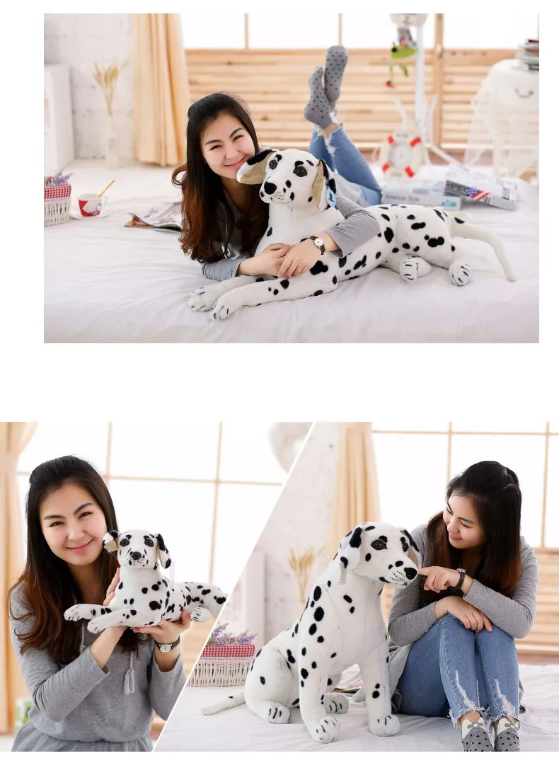Белая пятнистая собака Большой 60 см Далматин плюшевая игрушка-обнимашка собака плюшевая игрушка, рождественский подарок x244