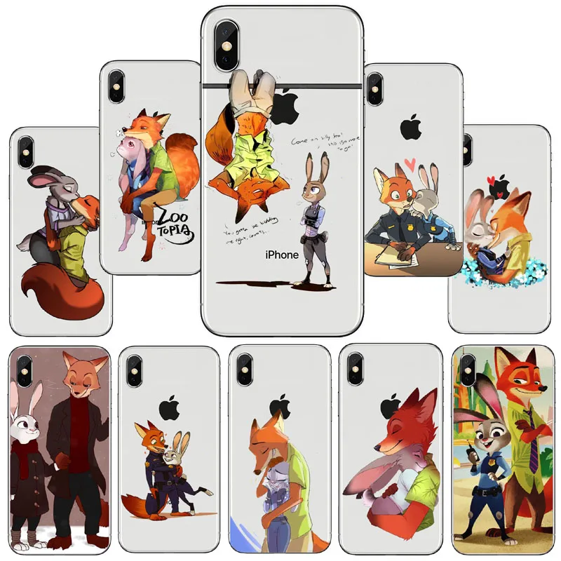 ZOOTOPIA  Cartoon Bunny Case for iPhone8 8Plus Cases Soft Silicone Rabbit Cover For iPhoneX 7 7Plus 6S 6SPlus 5S SE Rubber Capa Phone Case