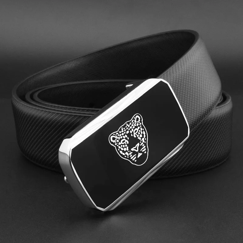 

High Quality leopard Alloy buckle luxury strap fancy vintage jeans Novelty genuine leather belt wide Waist Strap Smooth buckle