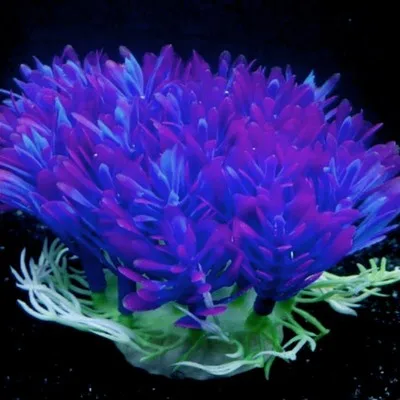 2 комплекта, искусственное фиолетовое растение, пластиковая трава для подводной воды, для аквариума, украшения для аквариума, милый цветок, газон, год