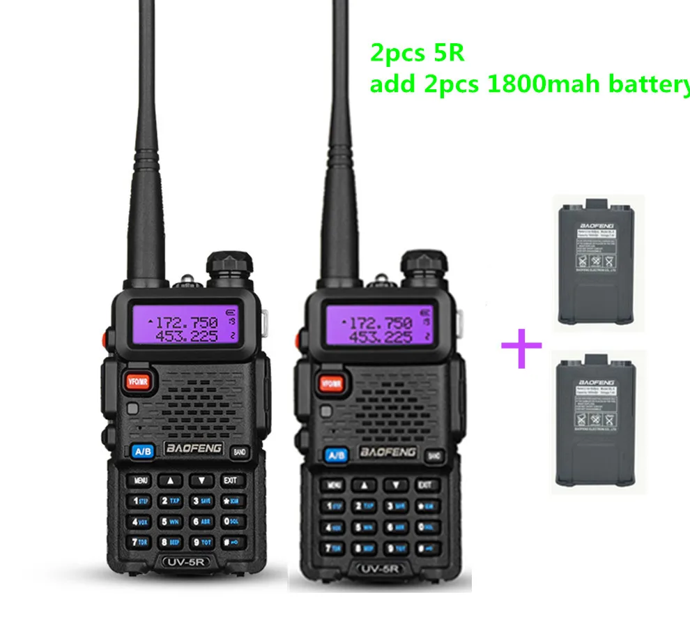 2 шт. baofeng UV-5R dual band портативная рация приемопередатчик cb радио communicator UV5R портативный двухстороннее радио с аксессуарами