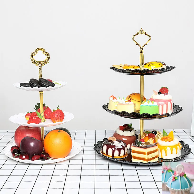 

Three-layer Cake Rack Fruit Plate Cake Stand Dessert Vegetable Storage Rack