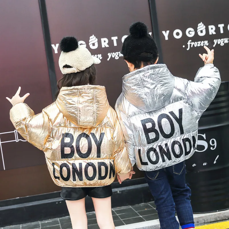 

Children's silver down clothes space bread cotton padded clothes autumn winter down cotton jacket for boy girls children coats