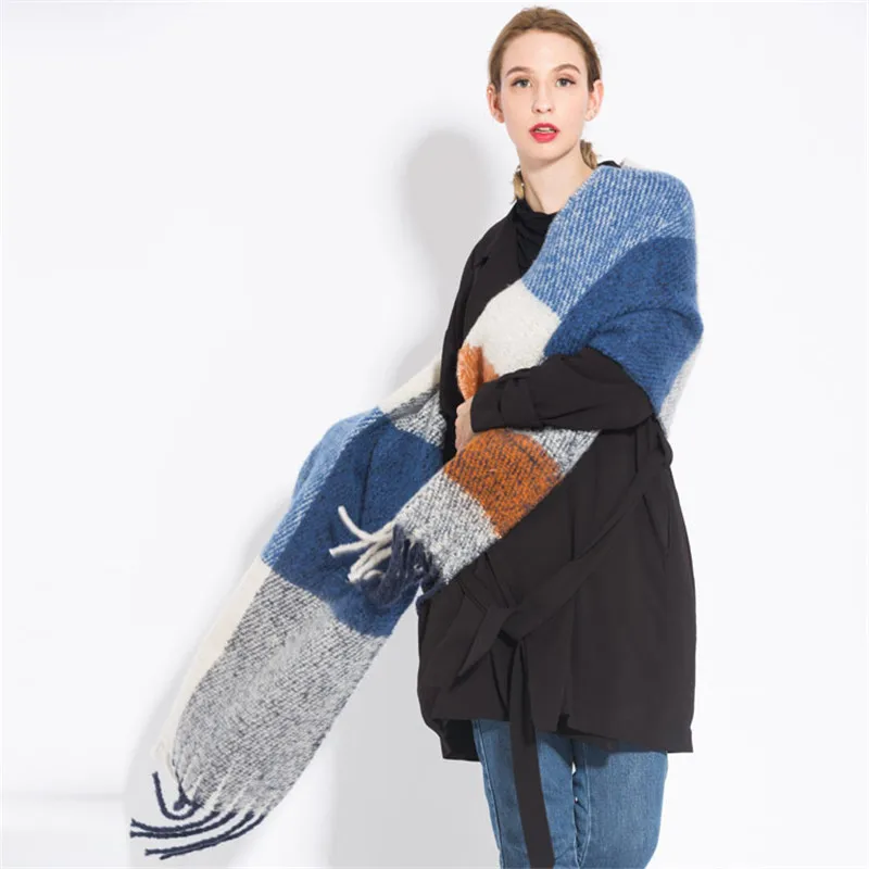 Новые модные зимние теплые плед для женщин/леди шарф пашмины утолщаются одеяло шали и обертывания длинный кашемировый женский Dropshiping