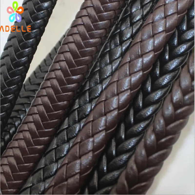 

10m Coffee/Black 9/12mm Braid Faux Leather Strip PU strap Fashion Necklace Bracelet DIY jewellery free shipping High Quality