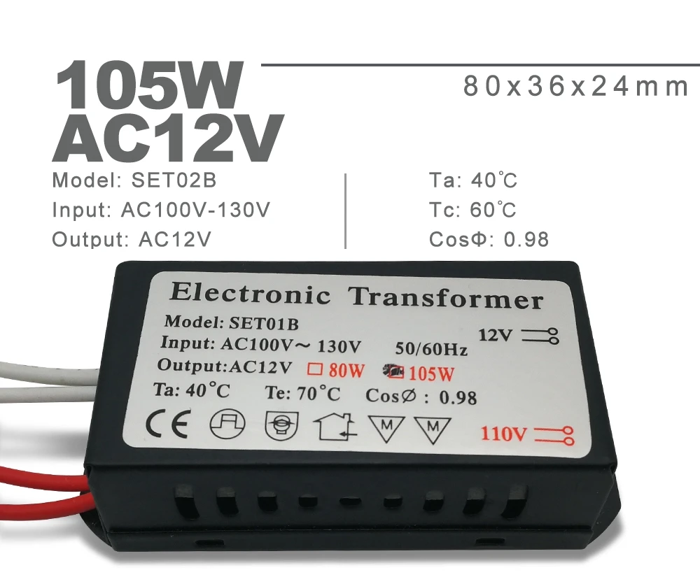 Электронный трансформатор 110 В в переменный ток 12 в источник питания 40 Вт 60 Вт 80 Вт 105 Вт 120 Вт 160 Вт для G4 галогенный кварцевый светильник, Кристальный подвесной светильник