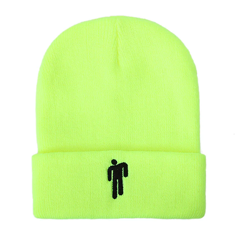 Flash Green Cap Billie Eilish Beanies, зимние шапки для женщин, для маленького человека, вязаные шапки с вышивкой, Мужская Осенняя шапка, женская шапка в стиле хип-хоп, шапочка - Цвет: Flash Green Cap