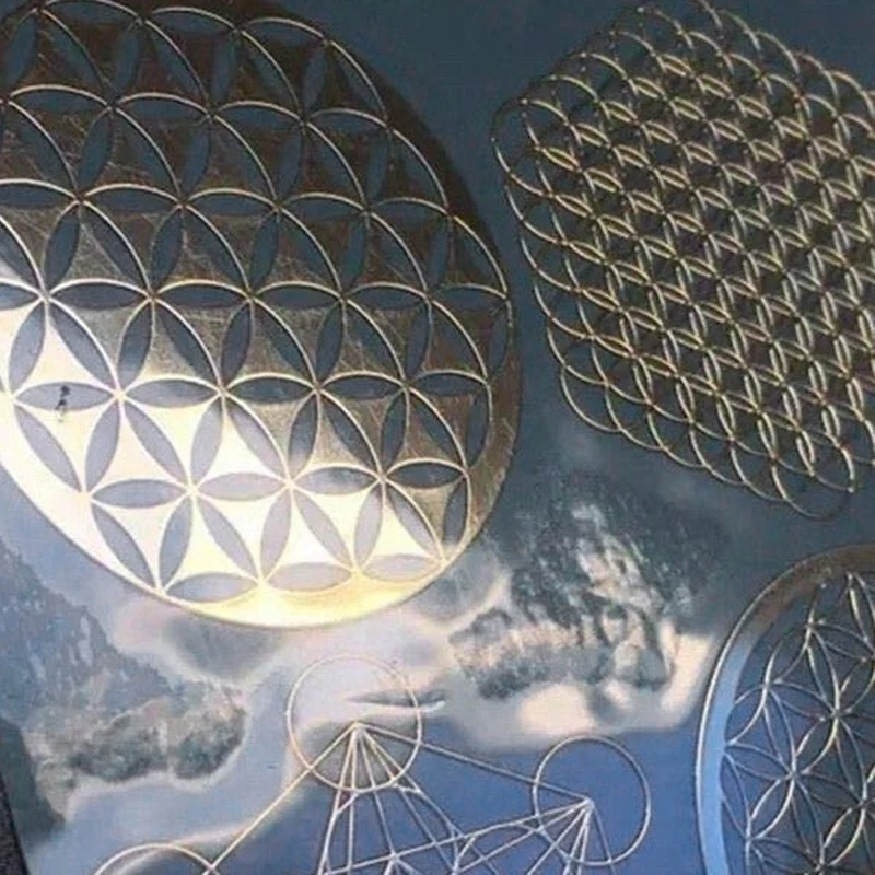 4 pieces / set of flower of life new metal energy decoration sticker mobile phone case back sticker cup sticker