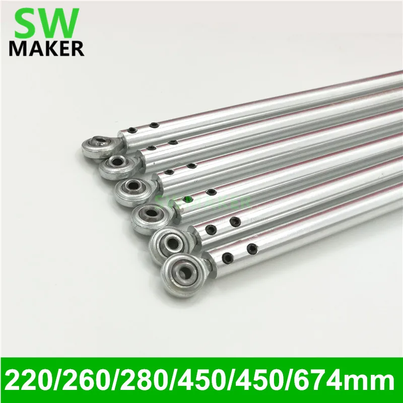 SWMAKER 3D Printer aluminum alloy Diagonal Push Rod Arm + Rod End Bearing for Rostock Delta Kossel M