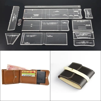 

1set Acrylic Leather Short wallet Pockets Template Home Handwork Leathercraft Pattern Tools Accessory 10*9.5*2cm