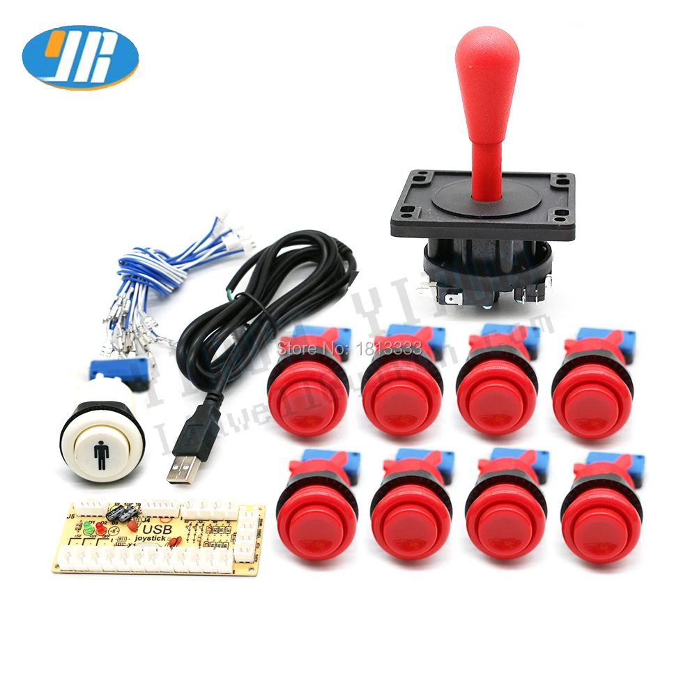 

New 8 Way Joystick DIY Kit One Player Set Arcade HAPP Push Button USB Encoder To PC Raspberry Pi DIY MAME