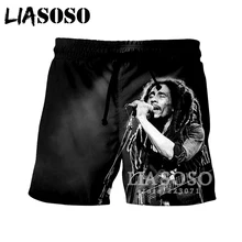 LIASOSO Лето Для мужчин Для женщин шорты 3D принт певица Боб Марли пляжные Фитнес Для мужчин Спортивные шорты Модная брендовая одежда B188-06