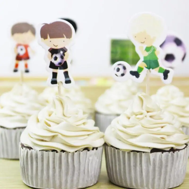 

24pcs/Lot Basketball Shaped Cake Toothpick Toppers Birthday Cakes Bunting Flag Sticks Kit For Birthday Wedding Supplier Decor