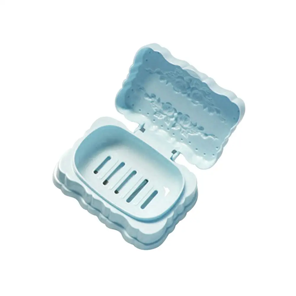 Soap Box Fashion Travel Home Bathroom Flower Soap Dishes Box Case with Cover Holder in Portable