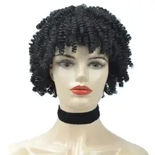 Афро кудрявые парики для женщин короткий синтетический парик с челкой Омбре коричневые парики африканские черные парики термостойкий косплей парик