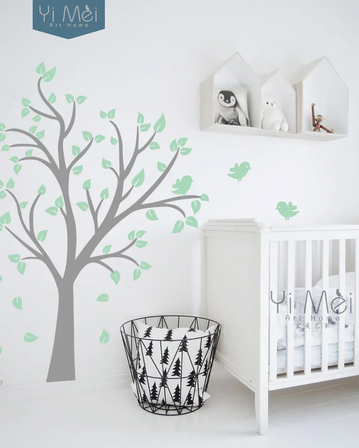 

Wallpaper Baby Nursery Wall Decals-Tree and Birds Bedroom Living Room Vinyl Wall Sticker Home Decor 180*180CM Home Decoration