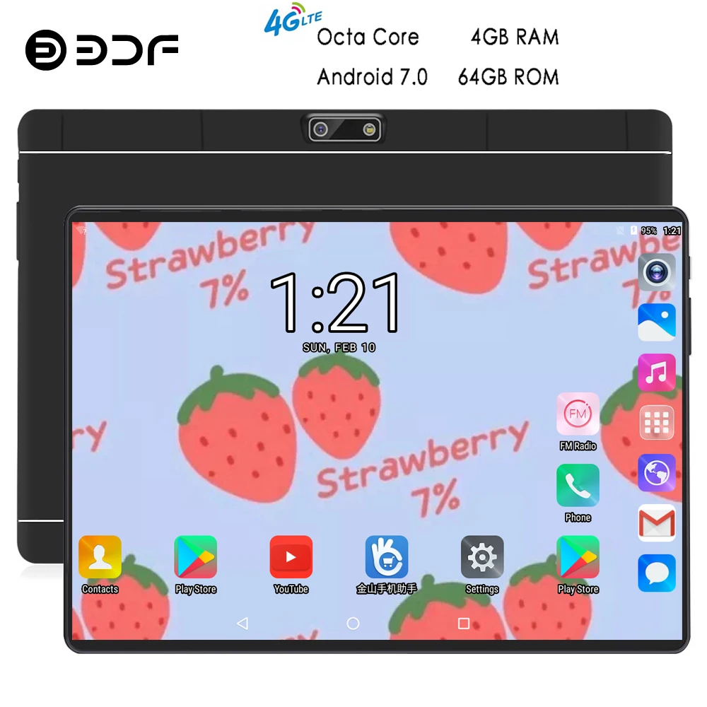 BDF планшет 10 дюймов планшетный ПК 4 ГБ/64 ГБ Android 7,0 Восьмиядерный 4G телефон, планшет на OC Android 1280*800 ips Tab двойная камера ПК планшет 10,1