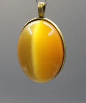 

Natural handmade yellow cat eye pendant Women men's Amulet Jewelry free shipping