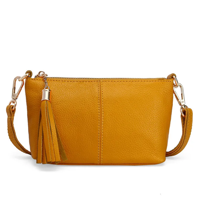 Модная мягкая натуральная кожа женская сумка через плечо женские маленькие сумки для муфт классический подарок вечерние сумочки - Цвет: Цвет: желтый