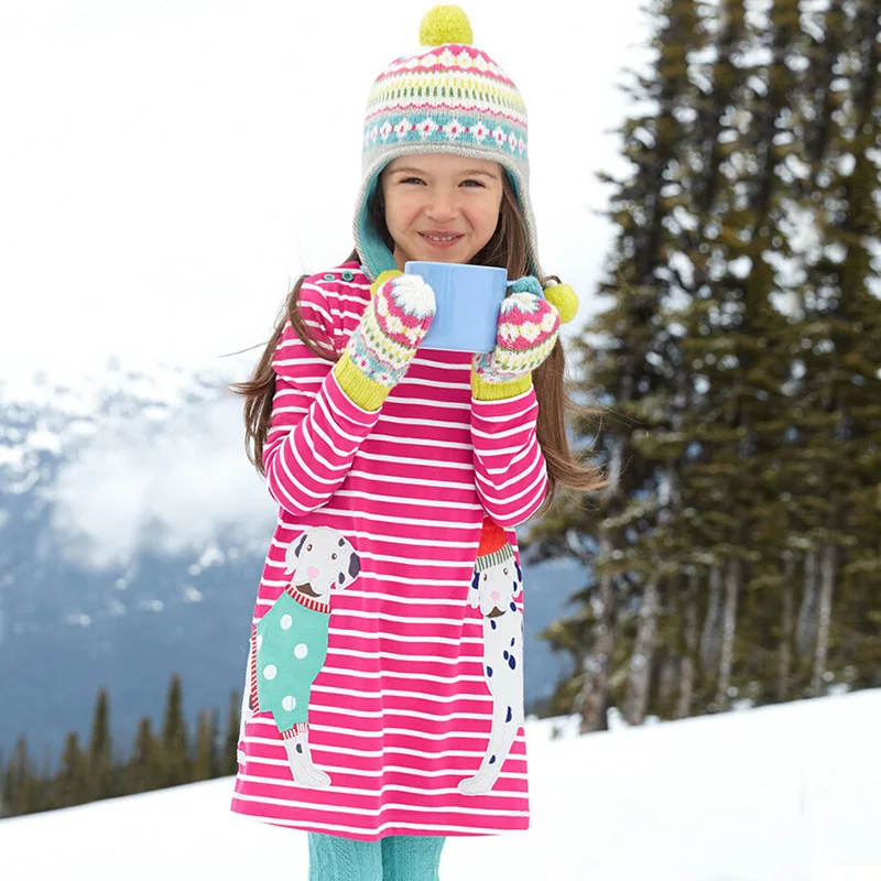 

New cartoon Girls Dresses Long sleeve baby girls wear fashion children's clothes for girl dresses Leisure kids clothes